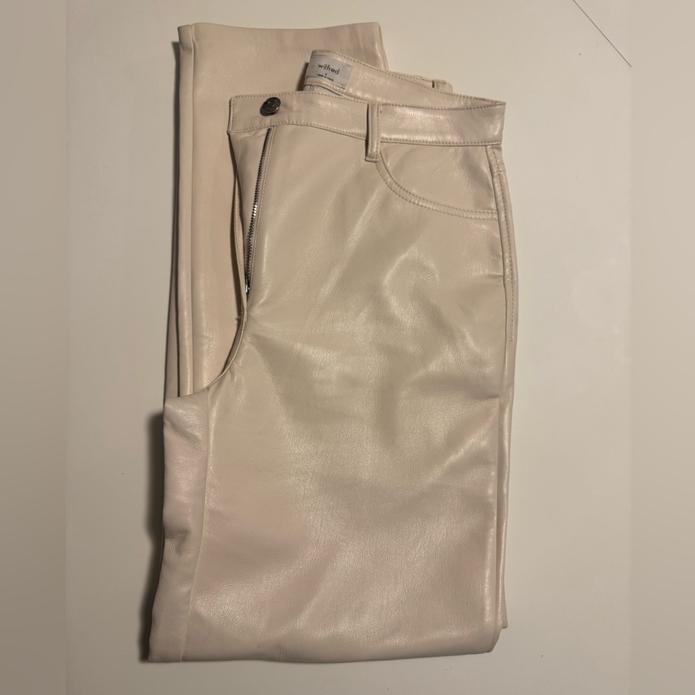 Cream Leather Pants